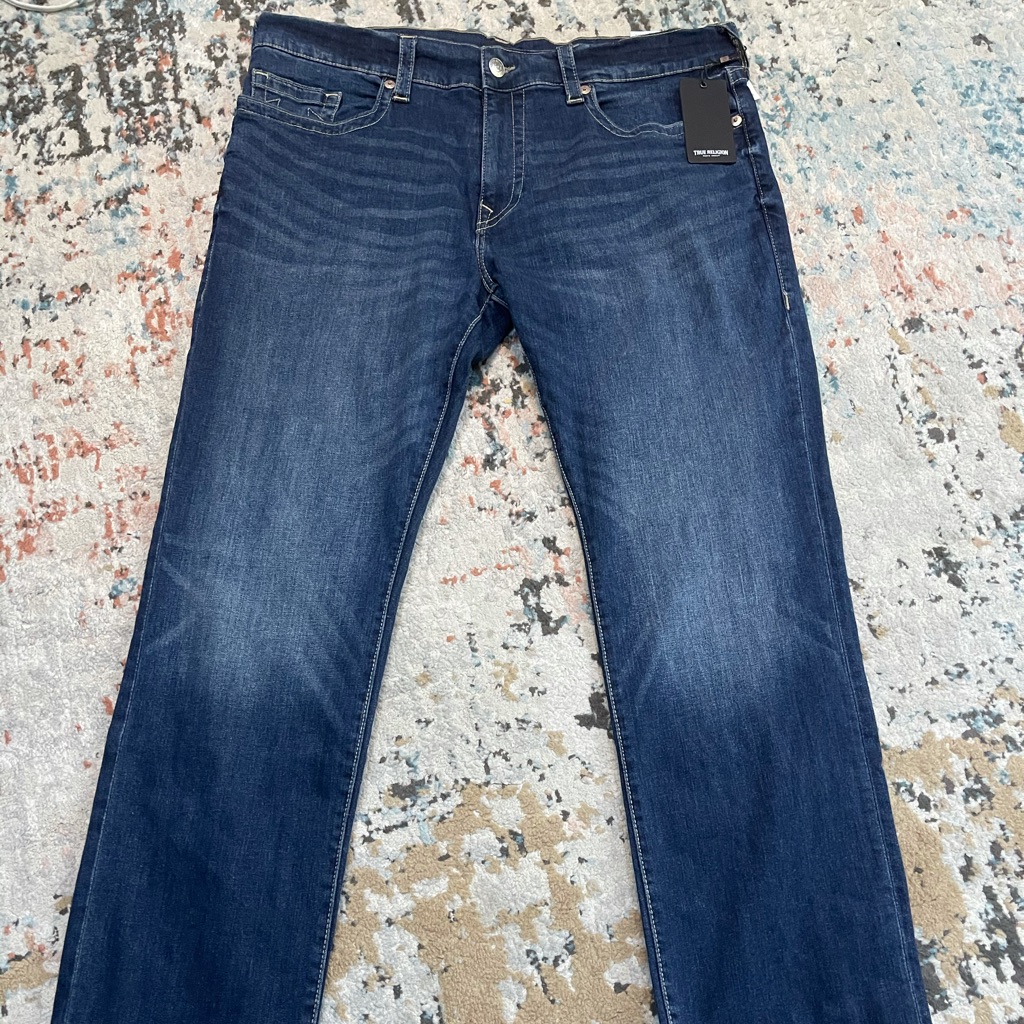 Nwt Mens True Religion Jeans Ricky Sn No Flap W40 Relaxed Straight Dark Wash 1